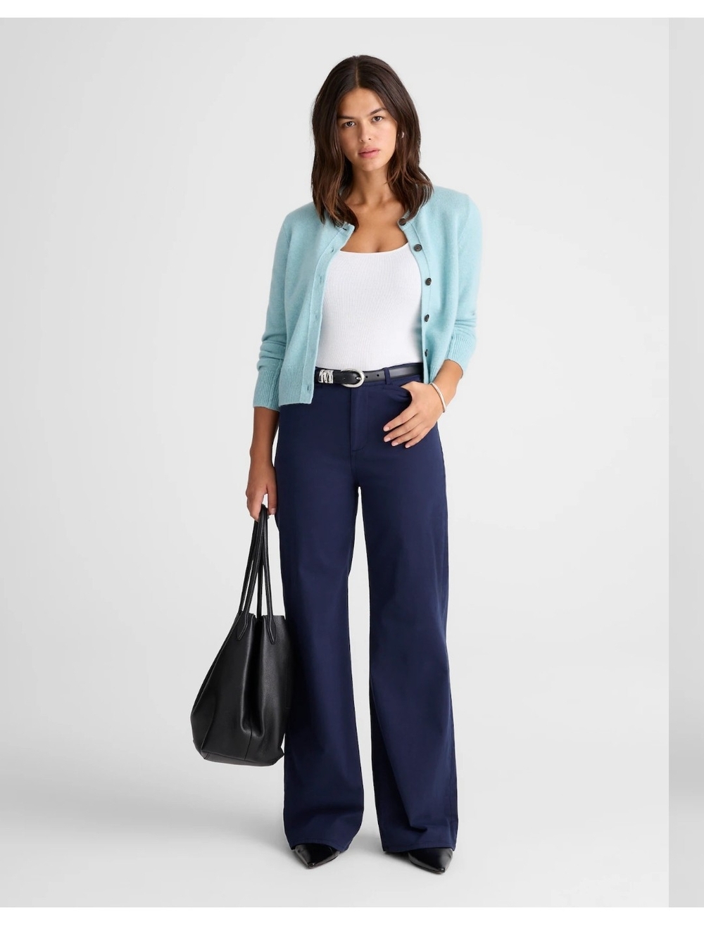 NWT Madewell The Tall Wide-Leg Pant in Garment-Dyed Twill 27T Navy